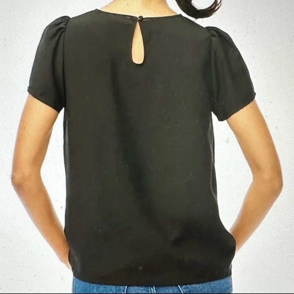 NEW J. CREW FACTORY Short-sleeve crepe top puff sleeves‎ in Red Size Large